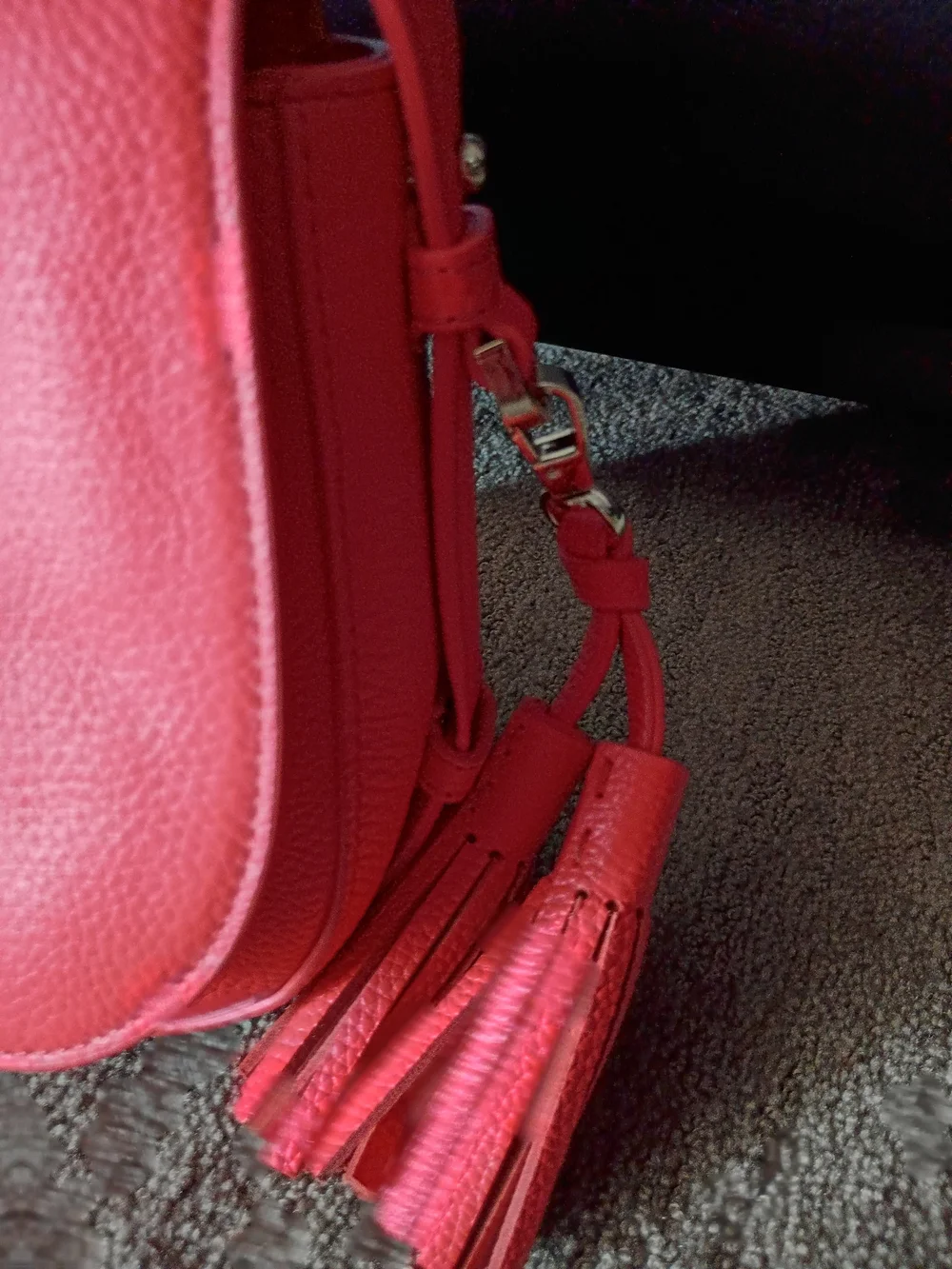 kate spade coral pebbled leather crossbody with tassel